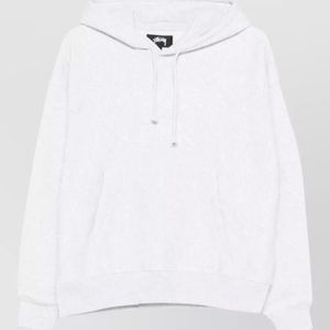 Stussy White Hooded Sweatshirt Drawstring Hood Kangaroo Pocket for men