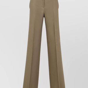 Max Mara Natural Linen Pleated Wide-Leg Trousers