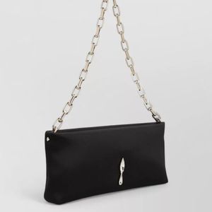 Christian Louboutin White Satin Crystal-Embellished Clutch Bag