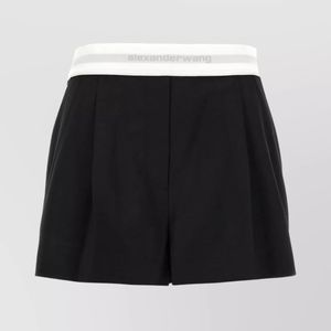 Alexander Wang Black Elastic Waistband Shorts With Back And Side Pockets