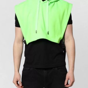 Dolce & Gabbana Green Cropped Hooded Sleeveless Sportswear Vest for men