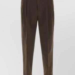 PT Torino Brown Stretch Cotton Straight-Leg Trousers for men