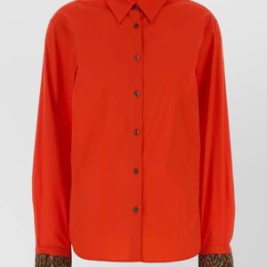 Dries Van Noten Red Stretch Poplin Shirt for men