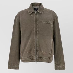 Represent Green Denim Distressed Jacket for men