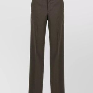 Fendi Grey Wool Straight-Leg Trousers for men