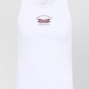 Martine Rose White Cotton Blend Sleeveless Vest Ribbed Neckline for men
