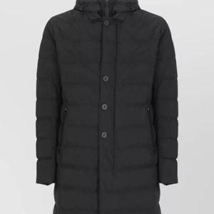 Herno Black Quilted Long Down Jacket for men