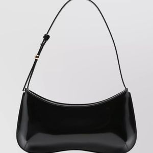 Jacquemus Black Curved Calfskin Shoulder Bag With Adjustable Strap