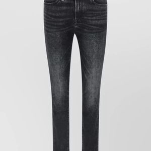 R13 Grey Denim Mid-Rise Slim-Fit Jeans