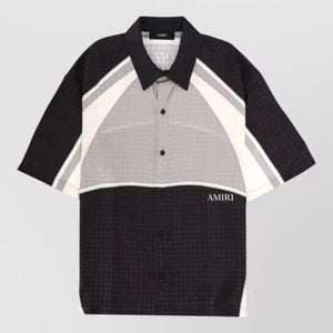 Amiri Black Quad Panel Short Sleeve Shirt Design for men