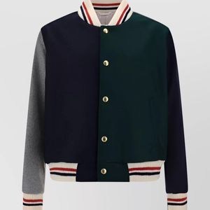 Thom Browne Blue Wool Cashmere Bomber Jacket for men