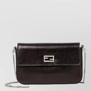 Fendi Black Tube Wallet Chain Shoulder Strap Flap