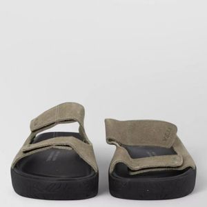 Veja Grey Flat Sole Open Toe Slide Sandals