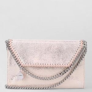 Stella McCartney Pink Falabella Chain Strap Foldover Crossbody Wallet