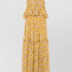 Chloé Metallic Silk Ruffled Maxi Dress