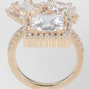 Maison Margiela White Statement Ring Band Multiple Gemstones Design