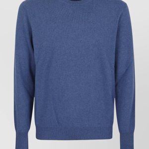 Ballantyne Blue Cashmere Ribbed Crew-Neck Jumper for men