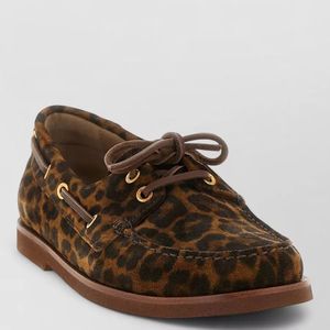 Gianvito Rossi Brown Leopard-Print Leather Boat Shoes