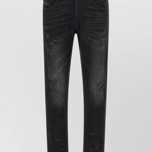 DIESEL Black Denim Mid-Rise Tapered Jeans for men