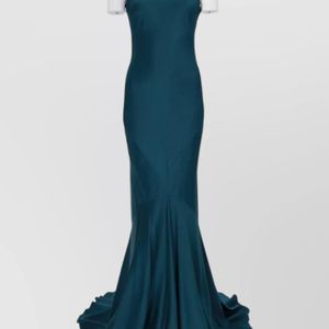 Max Mara Blue Satin Maxi Dress