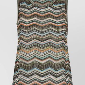 Missoni Grey Zigzag Knit Sleeveless Round Neck Top