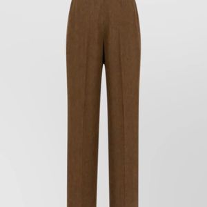 Alberta Ferretti Brown High Waist Tailored Trousers Pleated Front