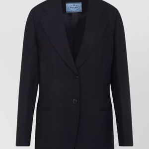 Prada Blue Virgin Wool Single-Breasted Blazer