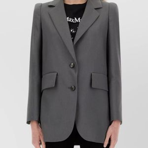Max Mara Grey Wool Mohair Silk Regular-Fit Blazer