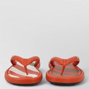Tod's Red Leather Logo-Detail Flip Flops