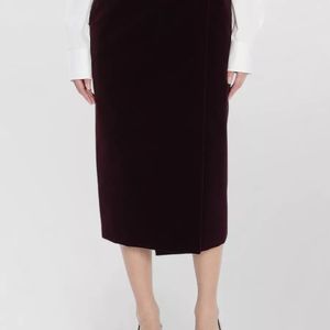Saint Laurent Black Cotton Midi Wrap Skirt