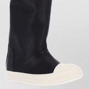 Rick Owens Black Leather High-Top Sneakers