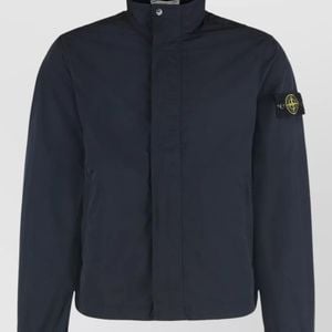 Stone Island Blue Windbreaker With Logo for men