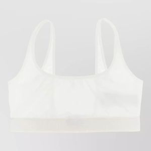 Tom Ford White Modal Bralette Elastic Band Racerback Scoop Neckline Sheer
