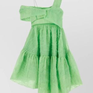 CECILIE BAHNSEN Green Silk Blend Creased-Effect Midi Dress