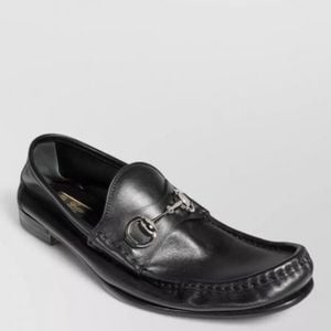 Gucci Black Leather Lugano Loafers for men