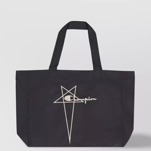 Rick Owens Black Champion Collaboration Nylon Tote Bag for men
