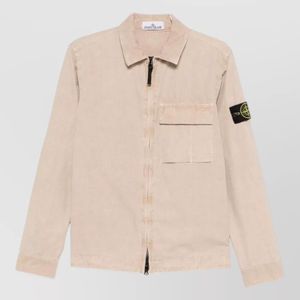 Stone Island Natural Cotton Shirt Long Sleeves Front Pocket for men