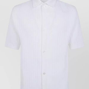 Lardini White Polo Shirt Ribbed Texture Short Sleeves Spread Collar for men