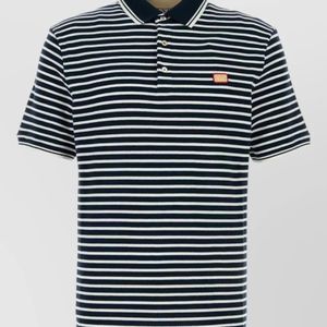 Valentino Garavani Blue Embroidered Cotton Piqué Polo Shirt for men