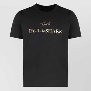 Paul & Shark Black Cotton Logo Print Short Sleeve T-Shirt for men