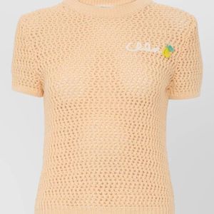 Chloé Natural Cotton Crochet-Knit Logo-Embroidered T-Shirt