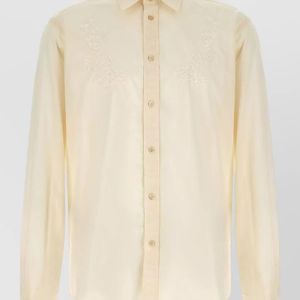 Valentino Garavani Natural Embroidered Cotton Long-Sleeve Shirt for men