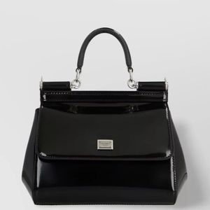 Dolce & Gabbana Black Sicily Kim Luxe Calf Leather Tote
