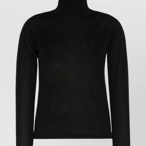 Max Mara Black Wool Fine-Knit Turtleneck Sweater
