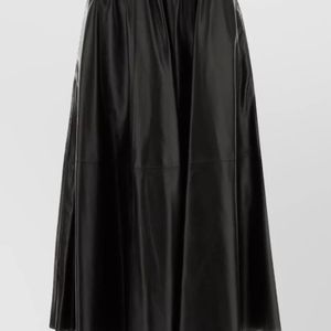 Alberta Ferretti Black Leather Paneled Maxi Skirt