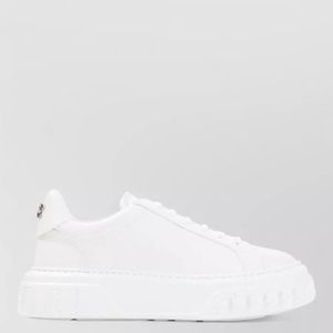 Casadei White Leather Lace-Up Sneakers