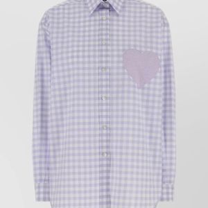 Moschino Purple Cotton Embroidered Poplin Oversized Shirt for men