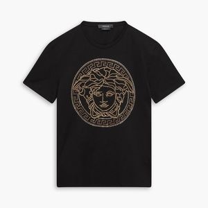 Versace Black Crystal-Embellished Cotton-Jersey T-Shirt for men