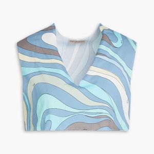 Emilio Pucci Blue Cropped Printed Cotton-jersey Top
