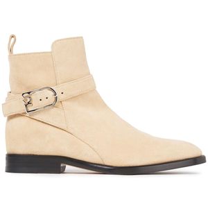 Sergio Rossi Natural Buckled Suede Ankle Boots
